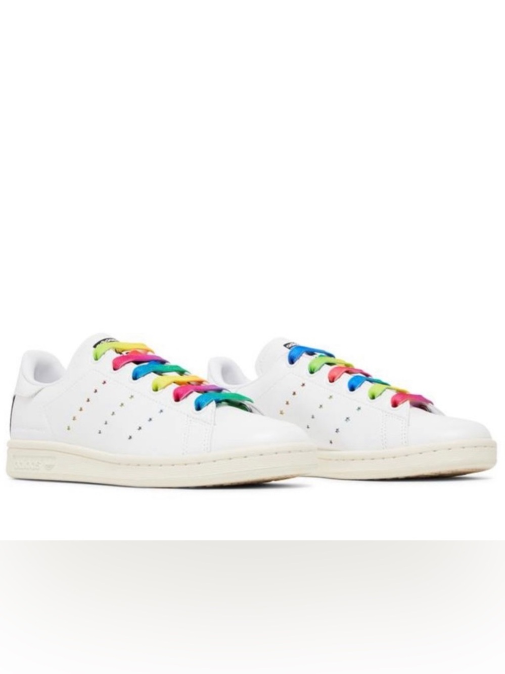 Adidas x Stella McCartney Stan Smith Sneakers Rainbow Laces White Size 9.5 Men